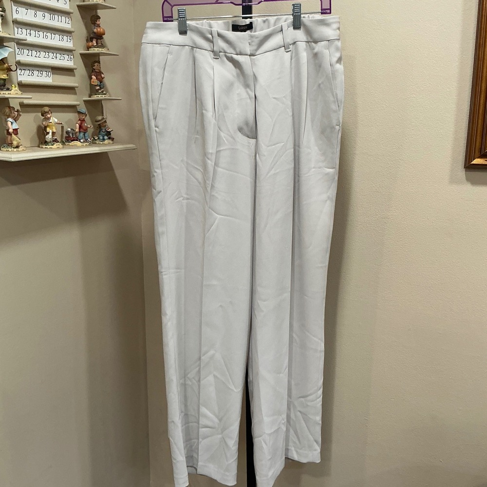 Quince Wide Leg Pant Stretch Crepe Pleated 12 Sand Beige High Rise LB40313-CMA01